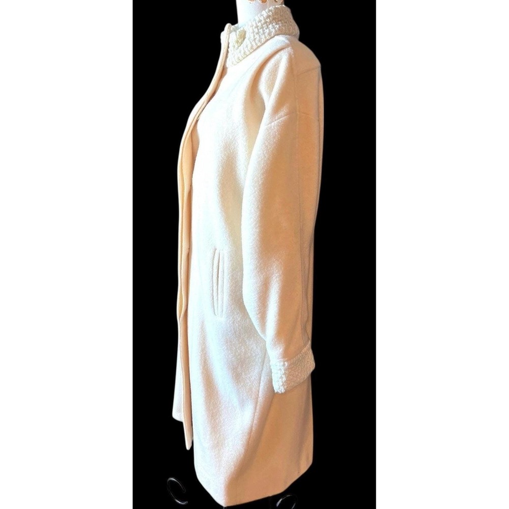 VTG 1960s Portrait Wool Maxi Coat L ILGWU Union Made USA Ivory Duster Trench Mod - Picture 4 of 16